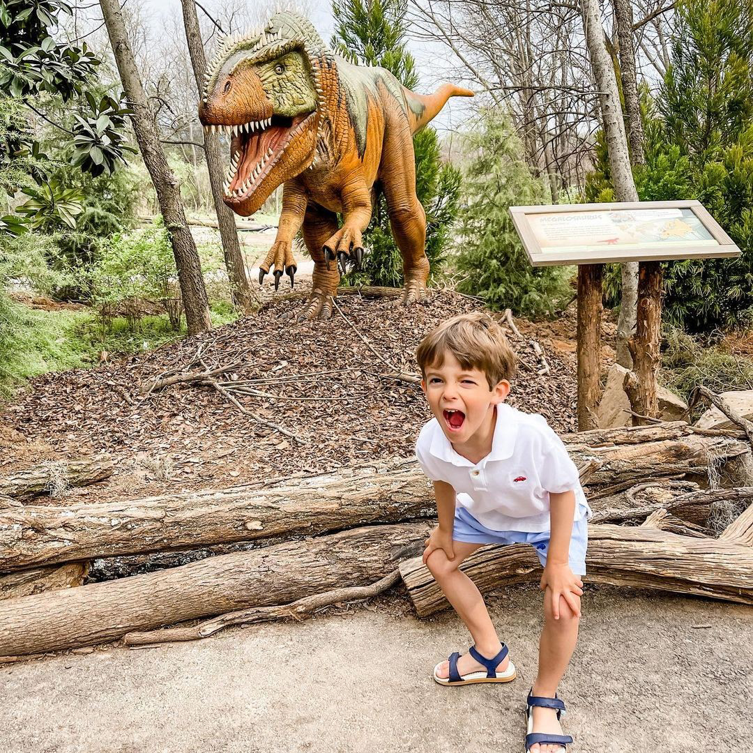 child with dinosaur