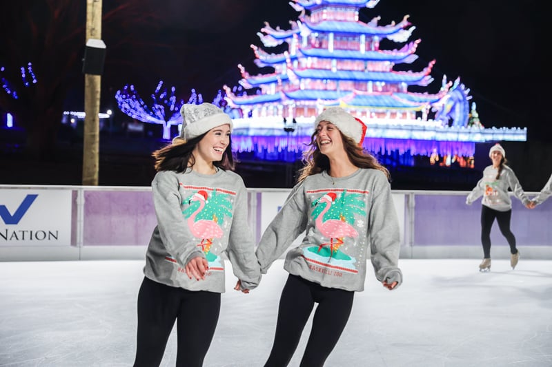 visitors skating