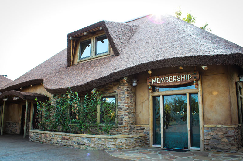 outside of a building at the zoo